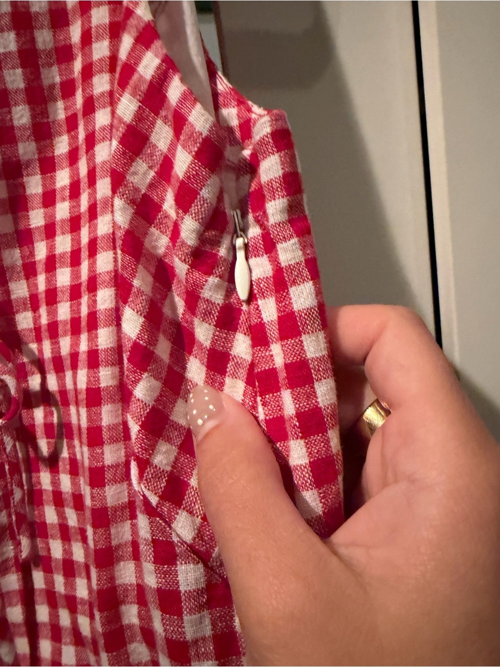 Abercrombie Red Gingham Lace-Up Mini Dress - Picture 5 of 7